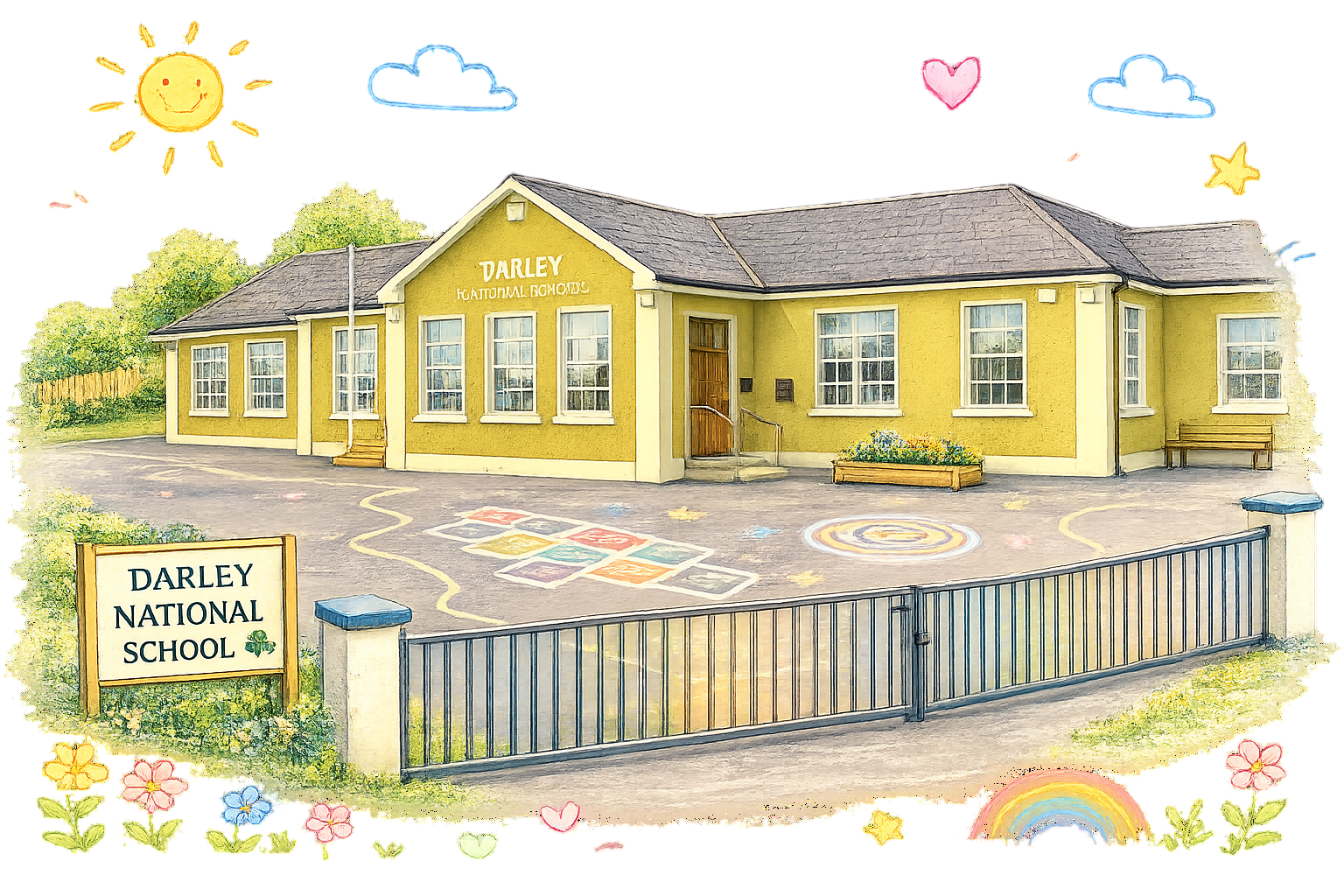 Illustration of Darley National School campus from above