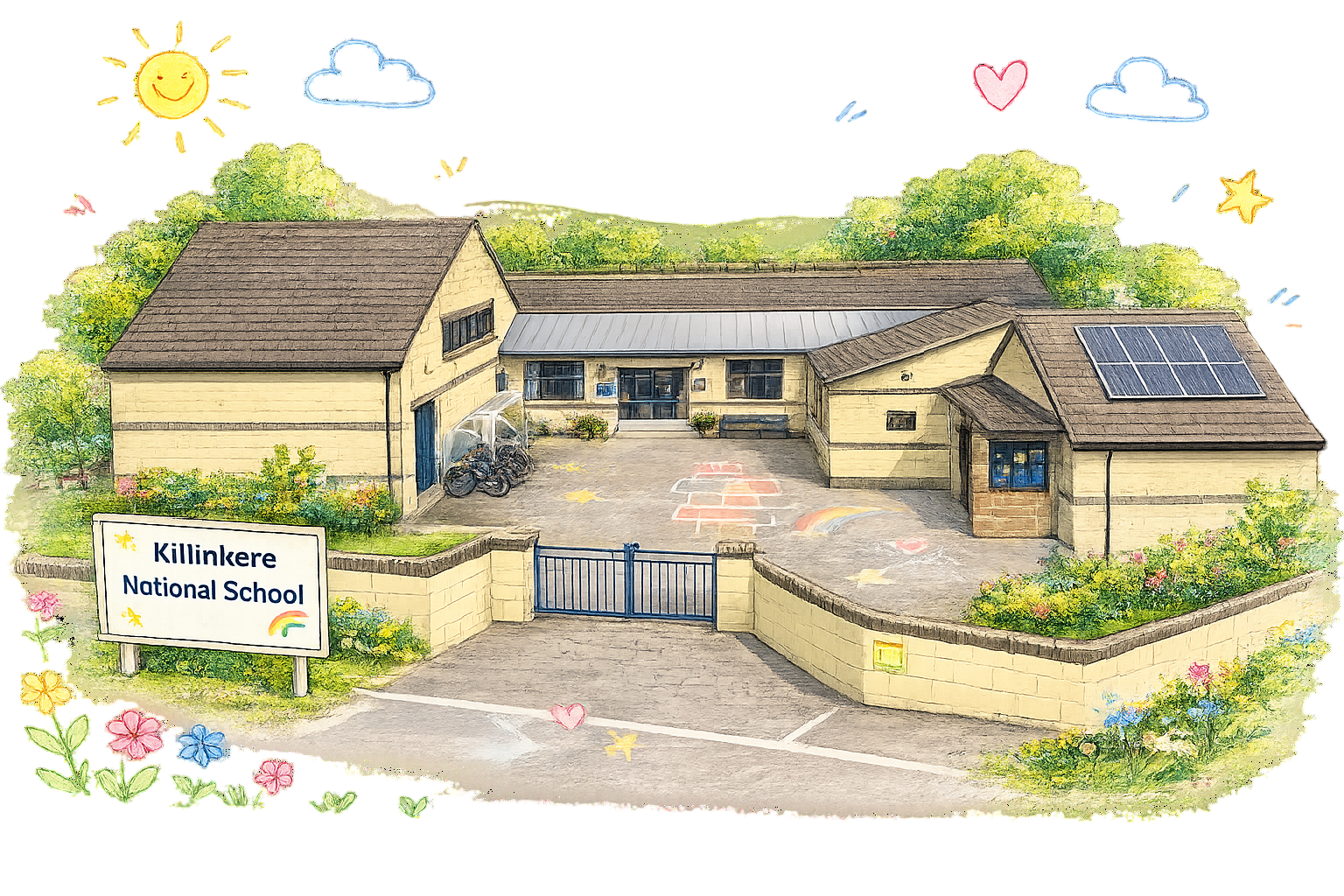 Illustration of Killinkere National School campus from above