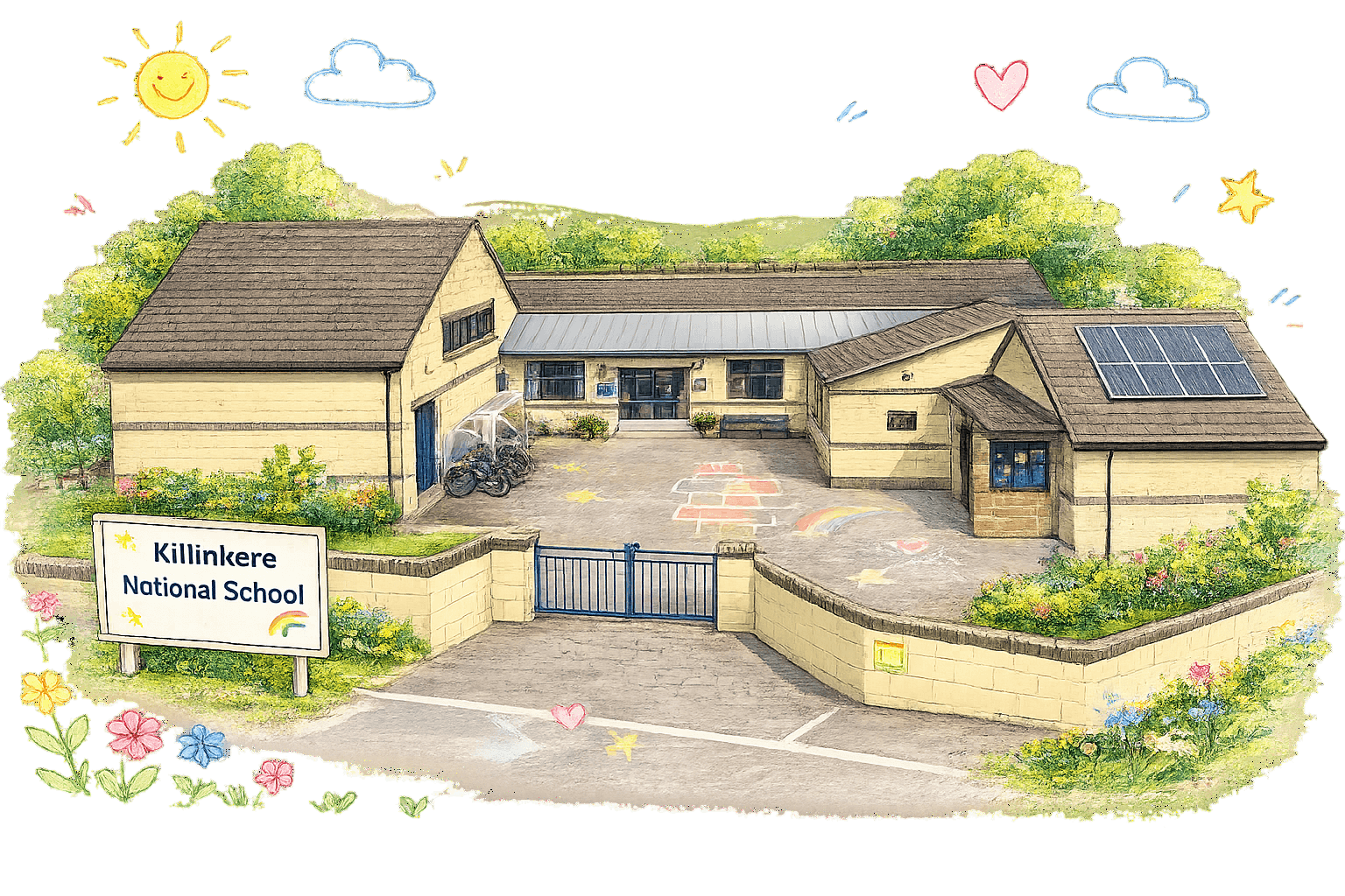 Illustration of Killinkere National School campus from above