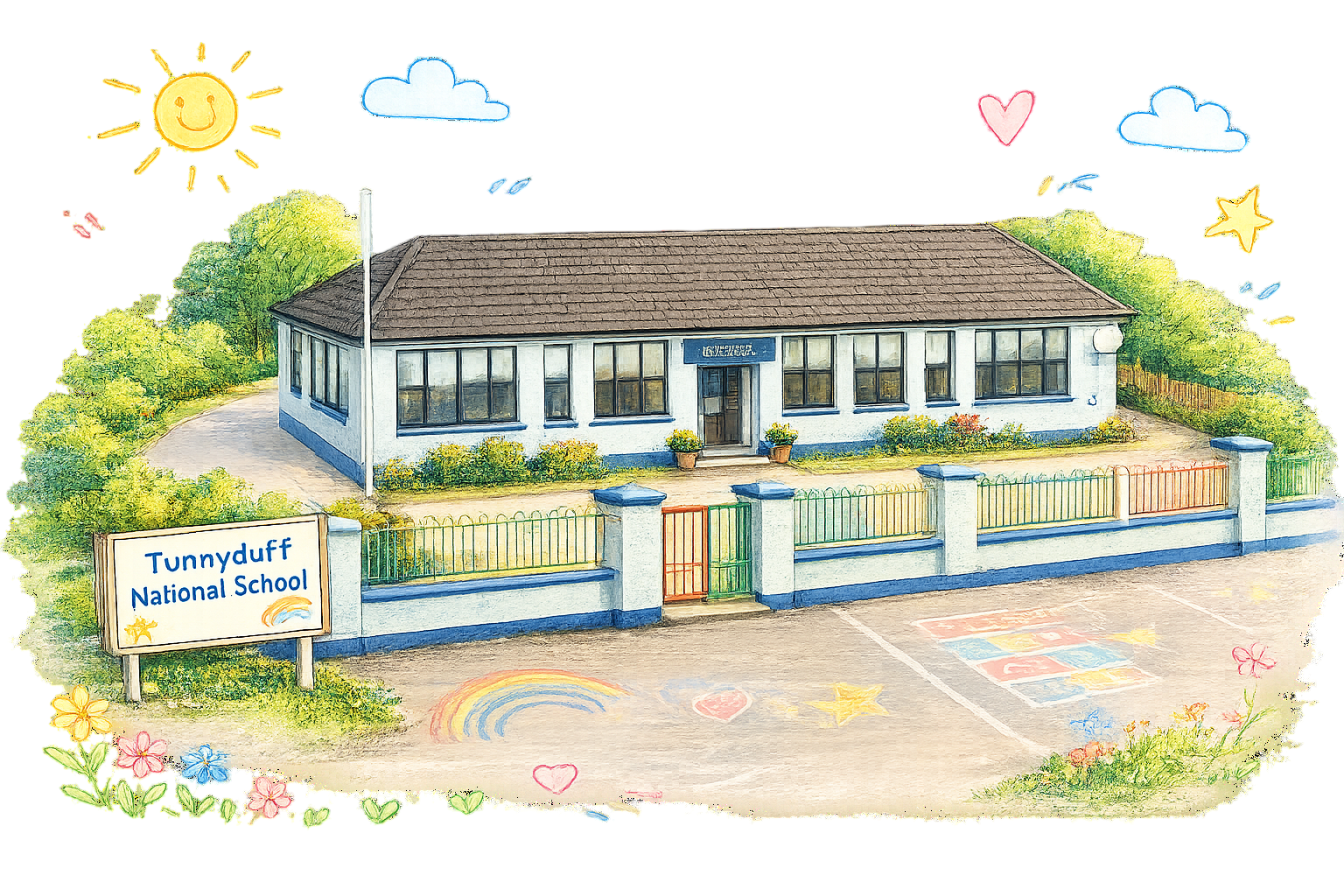 Illustration of Tunnyduff National School campus from above