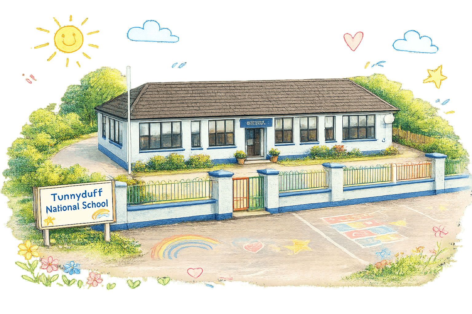 Illustration of Tunnyduff National School campus from above
